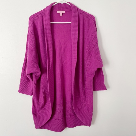 Lily Pulitzer Cabrina Open Front Pink Cardigan wool and cashmere blend size M/L - Picture 3 of 14